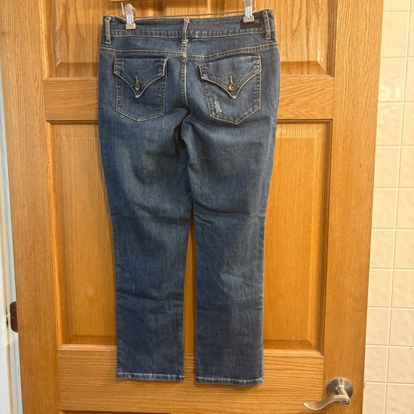 Simply Vera Wang Straight Leg Distressed Stretch Denim Blue Capri Jeans Womens 4 - Picture 2 of 6